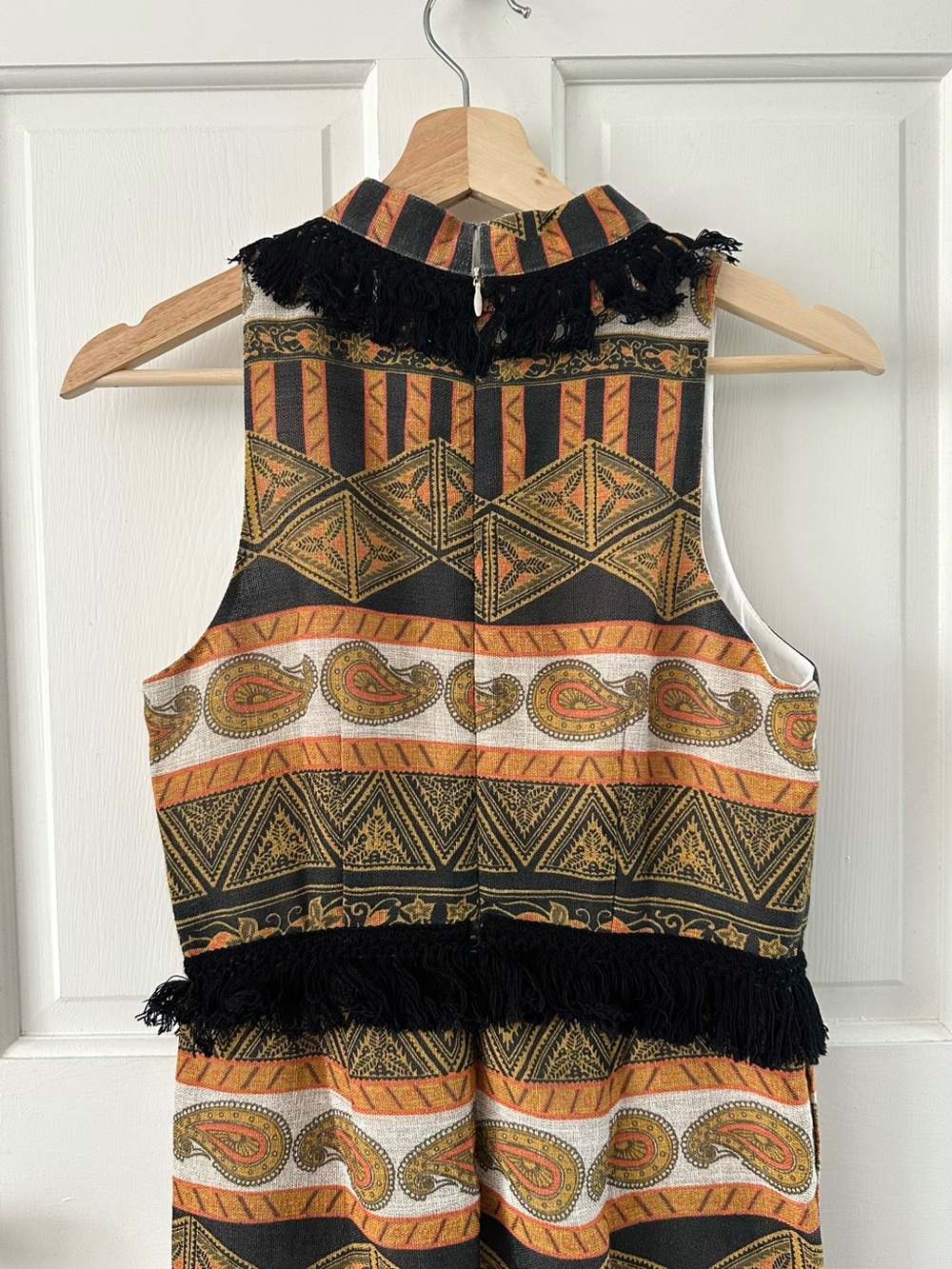 MINKPINK Paisley Pattern Fringe Romper Sleeveless Geometric Boho Revolve Size S - Picture 4 of 16